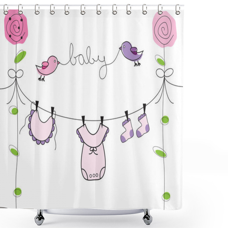 Personality  Baby Girl Clothes Line Shower Curtains