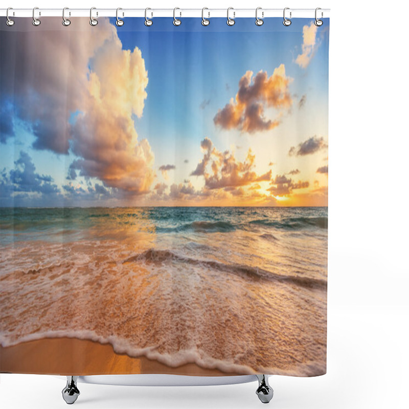 Personality  Beautiful Cloudscape Over Caribbean Sea, Sunrise Shot Shower Curtains