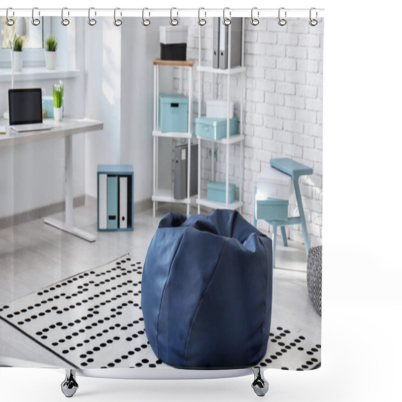 Personality  Beanbag Chair In Interior Of Office Shower Curtains