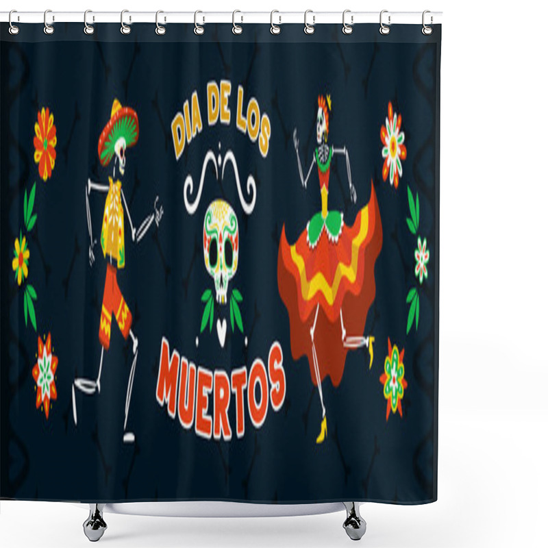 Personality  Day Dead Mexico Horizontal Banner  Shower Curtains