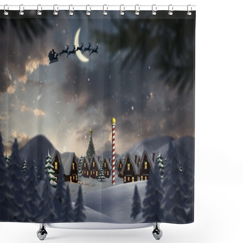 Personality  Silhouette Of Santa And Reindeer Shower Curtains