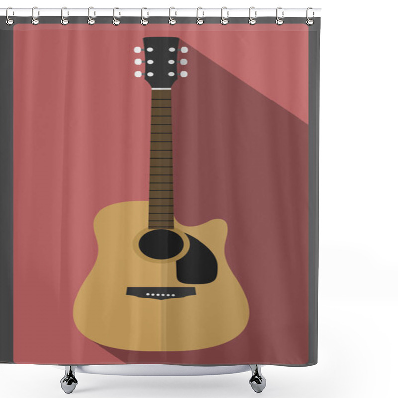 Personality  Acoustic Flat Guitar With Long Sharow. Shower Curtains