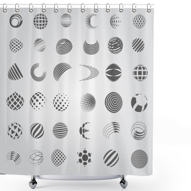 Personality  Sphere Icons Set - Isolated On Gray Background Shower Curtains