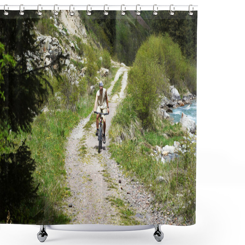 Personality  Mountain Bikers On Old Rural Road Shower Curtains