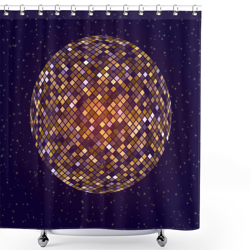 Personality  Disco Party Abstract Sphere Ball On Seamless Background Trendy Style Transparent Glow Neon Light Effect Vector Illustration Shower Curtains