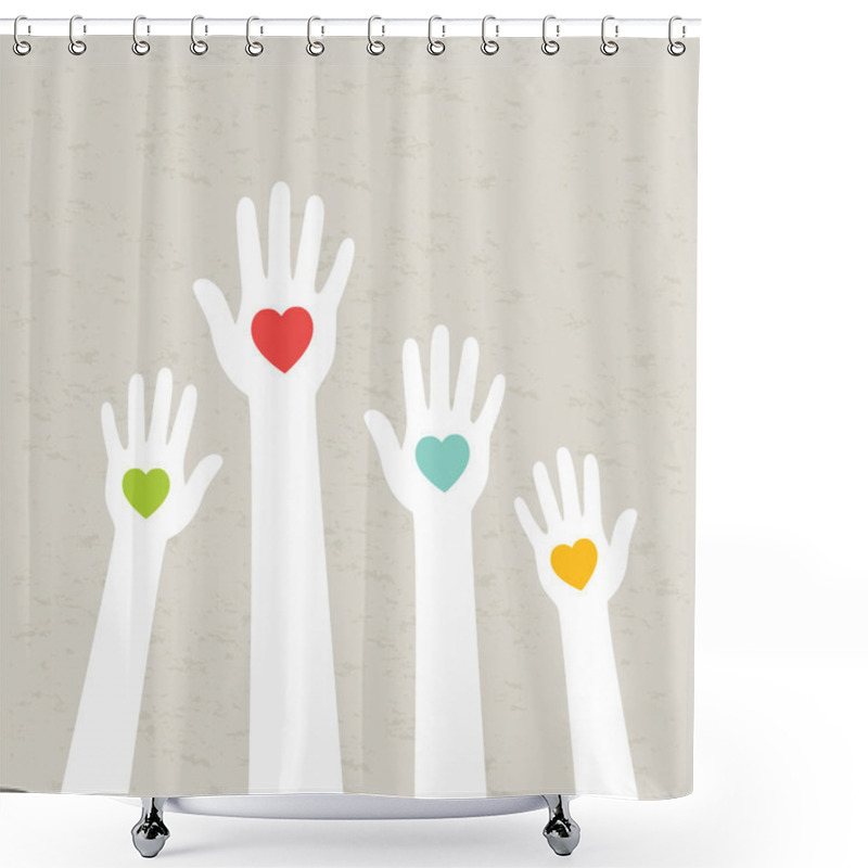 Personality  Hands With Hearts. Shower Curtains