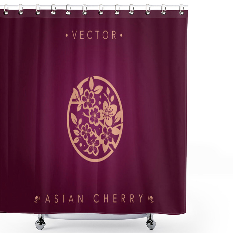 Personality  Rich Maroon And Gold Cherry Blossom Vector Design Shower Curtains