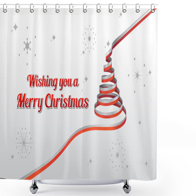 Personality  Christmas Greeting Message With Illustrations Shower Curtains