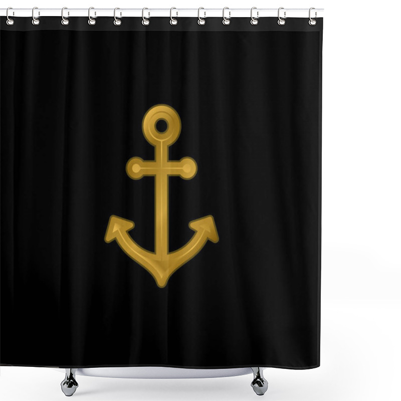 Personality  Boat Anchor Gold Plated Metalic Icon Or Logo Vector Shower Curtains