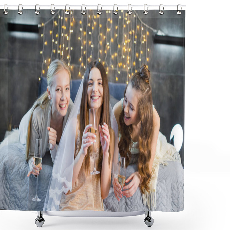 Personality  Young Women Drinking Champagne Shower Curtains