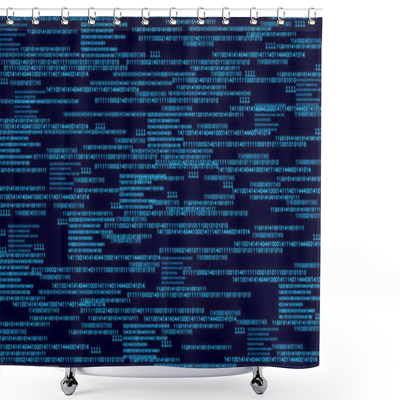 Personality  Blue Binary Code Or Matrix On The Dark Background With Noise Effect. Big Data Visualization. Digital Texture Or Pattern Backdrop. Vector Illustration. Shower Curtains