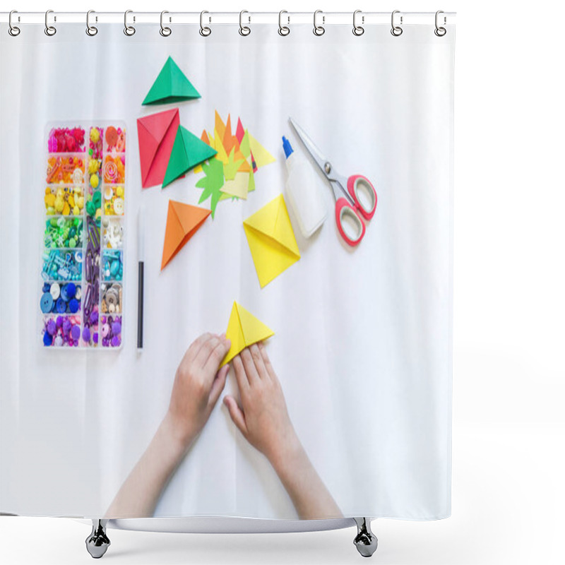 Personality  Bookmark For A Child Book To School. Origami Paper Craft With Children's Hands. Summer Fruit Tropics. Shower Curtains