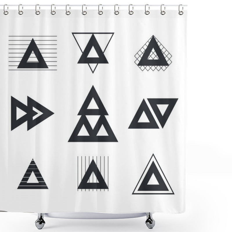 Personality  Set Of Geometric Shapes Triangles, Lines For Your Design. Trendy Shower Curtains