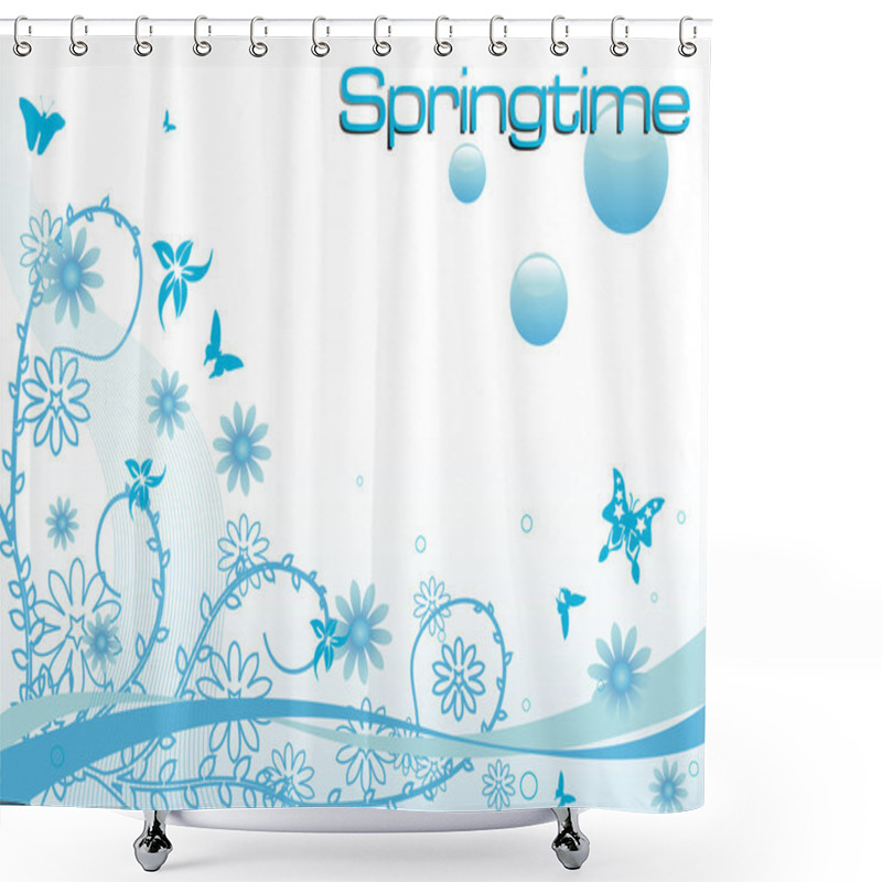 Personality  Springtime In Blue Shower Curtains