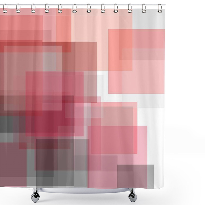 Personality  Abstract Minimalist Red Grey Illustration With Squares Useful As A Background Shower Curtains