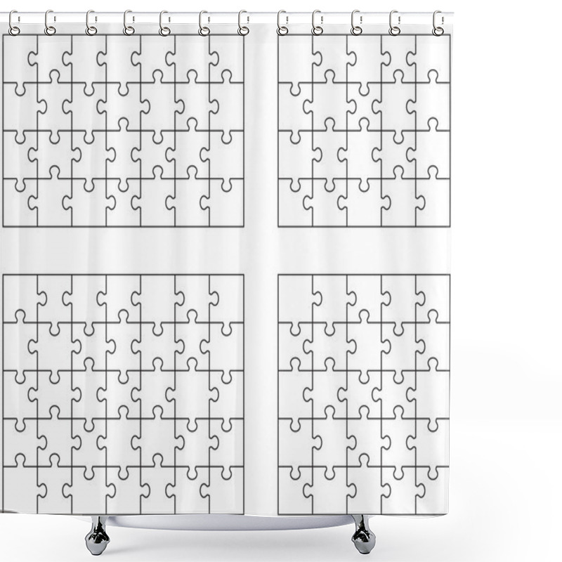 Personality  Four White Puzzles Shower Curtains