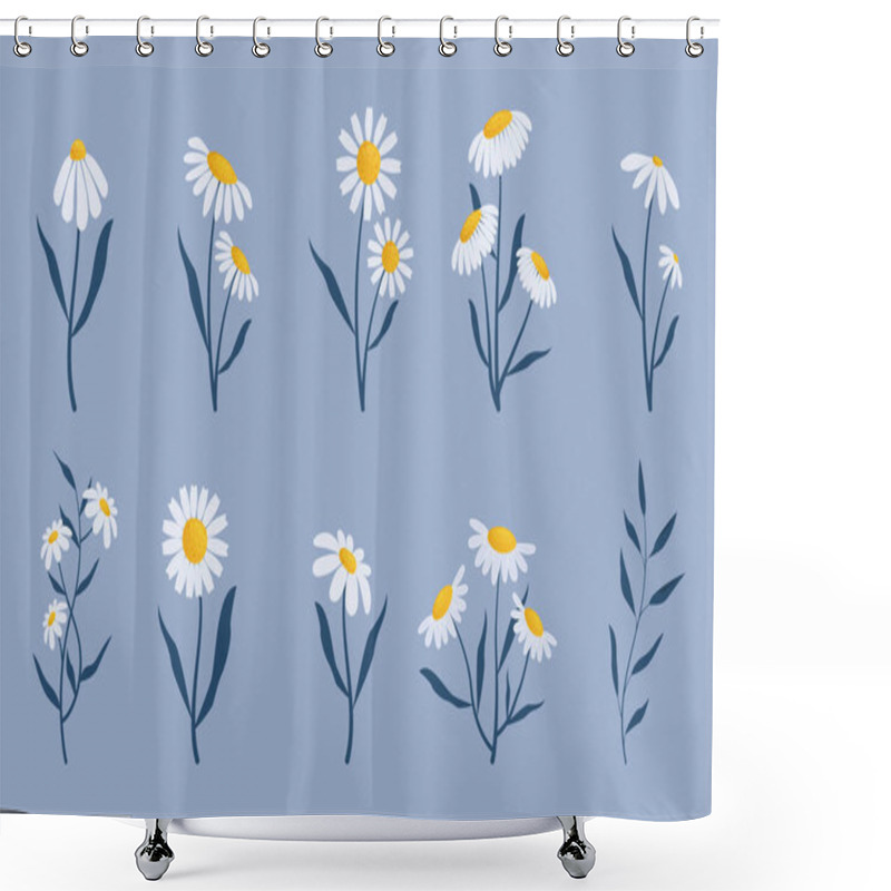 Personality  Set Of Vector Botanical Elements Shower Curtains