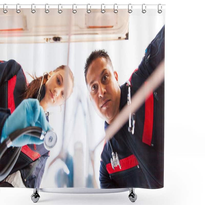 Personality  Paramadic Team Giving First Aid Shower Curtains