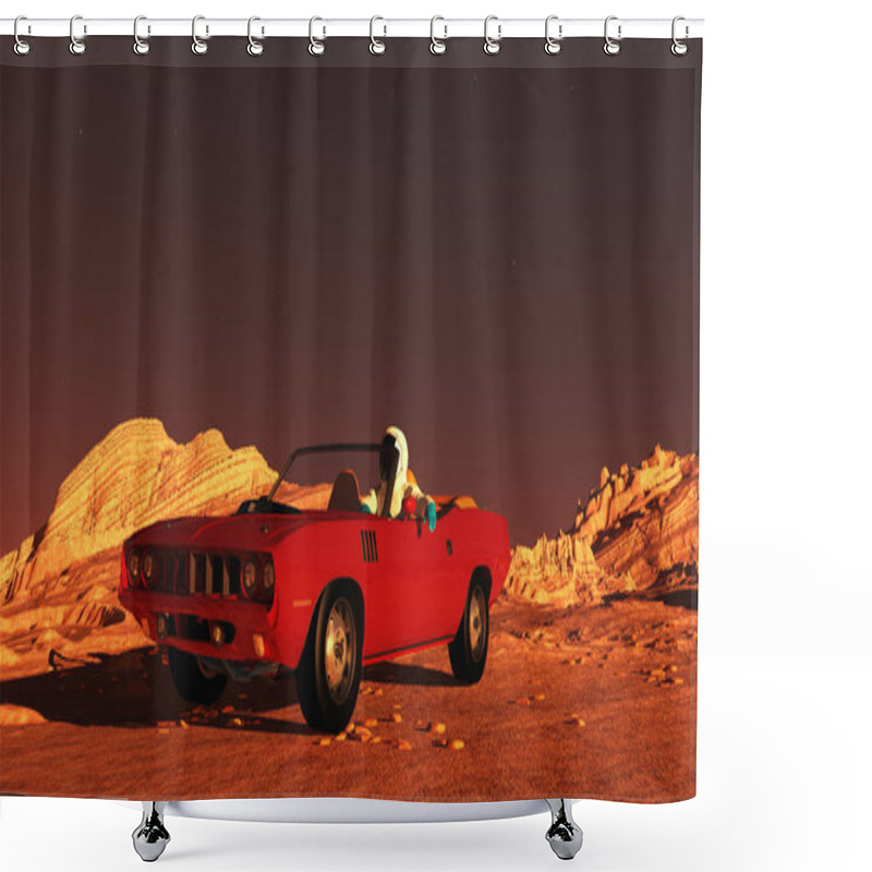 Personality  The Car Image On Mars 3D Illustration Shower Curtains