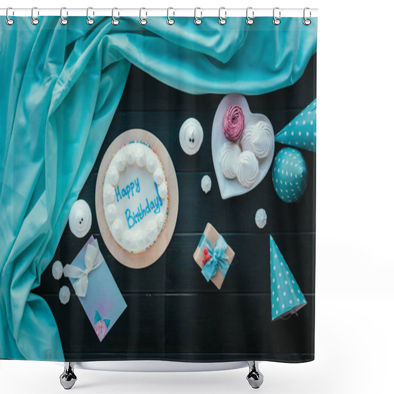 Personality  Birthday Cake With Present And Sweets Shower Curtains