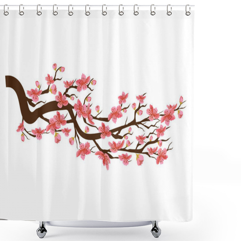 Personality  Chinese New Year. Sakura Flowers Background. Cherry Blossom Isolated White Background  Shower Curtains