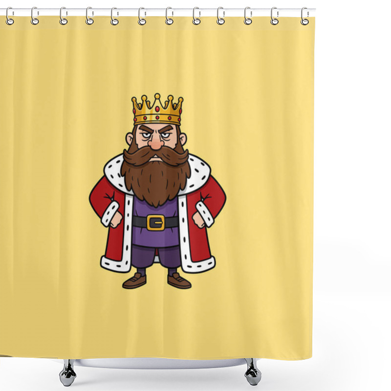 Personality  A Grumpy Cartoon King In A Red Robe And Gold Crown Perfect For Your Game Design Or Children's Book Illustration. Shower Curtains