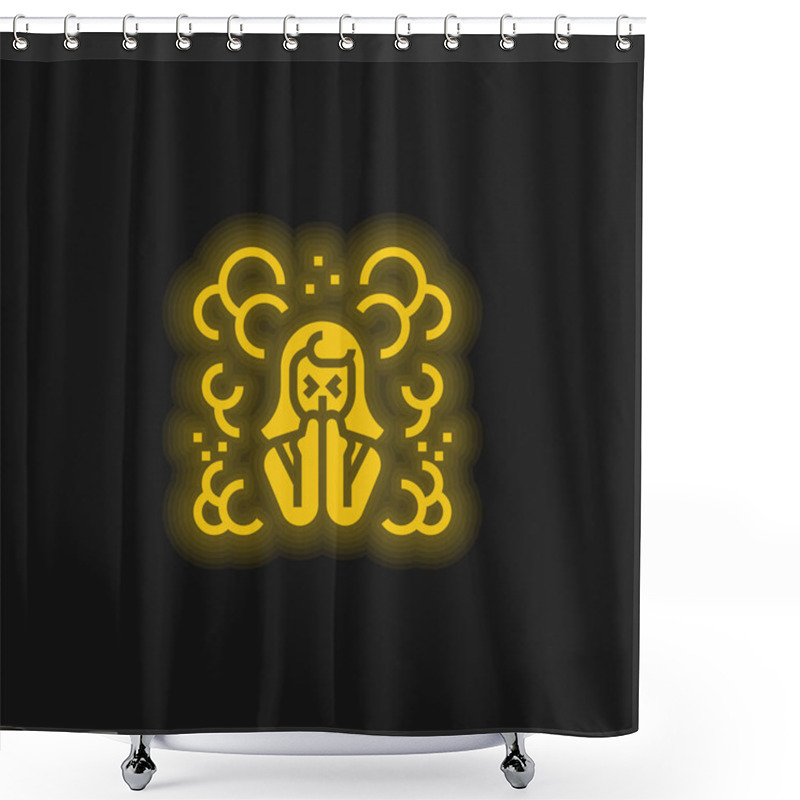 Personality  Air Pollution Yellow Glowing Neon Icon Shower Curtains