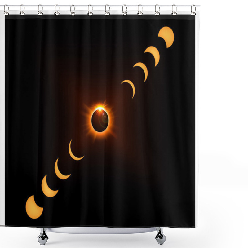 Personality  Space Background With Gold Sun Light And Crescent Moon Shower Curtains