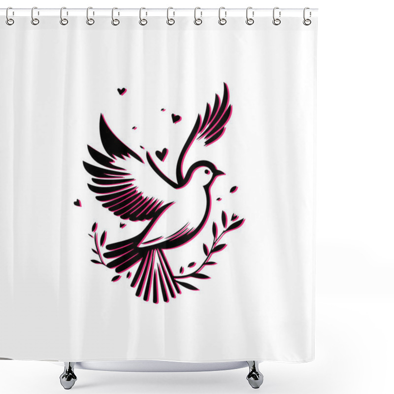 Personality  Dove Of Peace With Floral Wreath. Concept Of Love, Hope, And Freedom. Shower Curtains