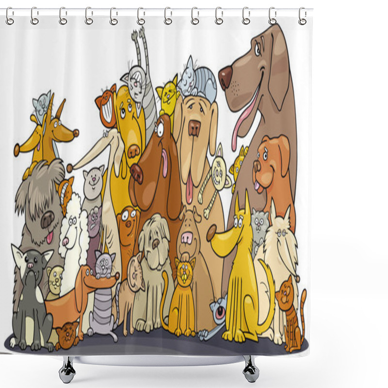 Personality  Huge Group Of Cats And Dogs Shower Curtains