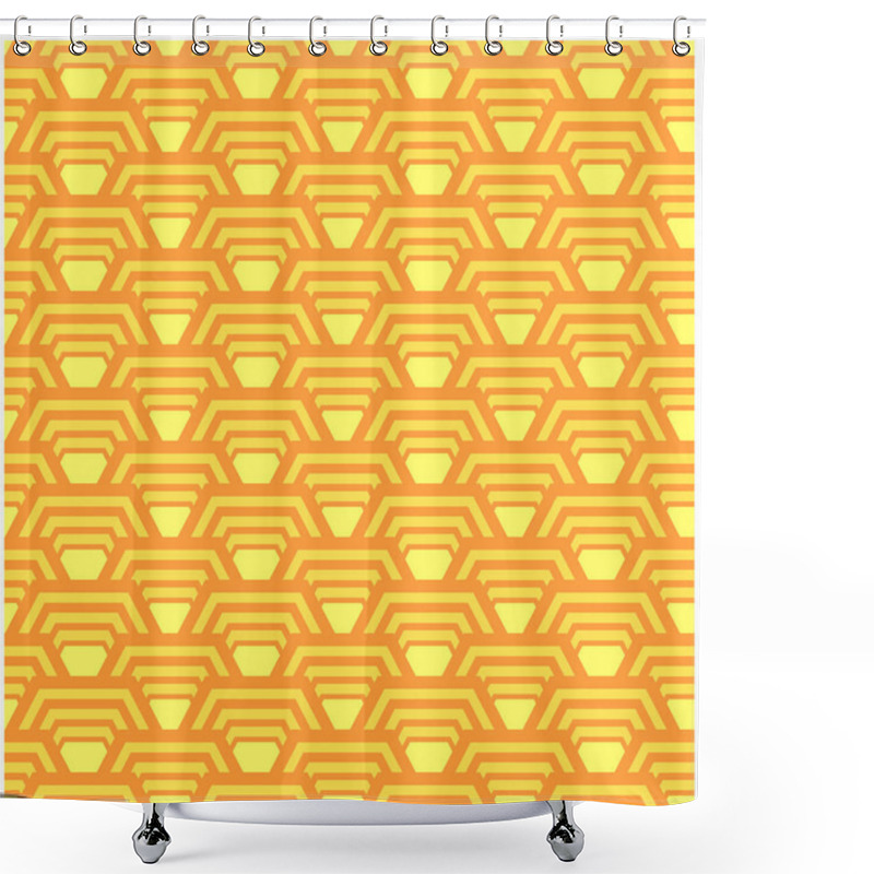 Personality  Seamless Vector Orange Sun Pattern Heads Of Egyptian Pharaohs Or Egyptian Heads Shower Curtains