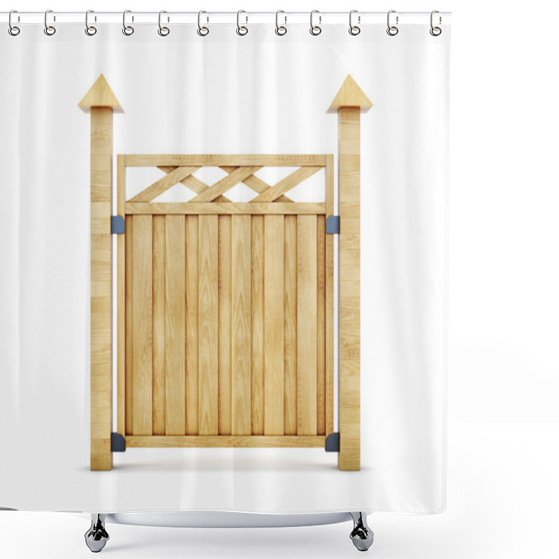 Personality  Wooden Fence Isolated On White Background. 3d Illustration  Shower Curtains