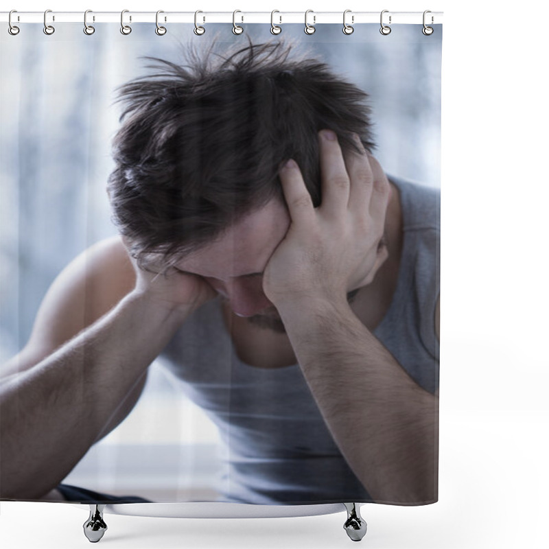 Personality  Man Having Serious Problems Shower Curtains