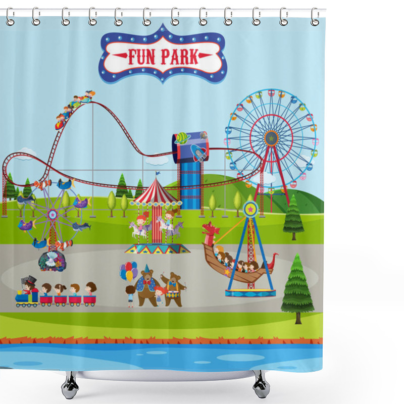 Personality  Fun Park And Rides Illustration Shower Curtains