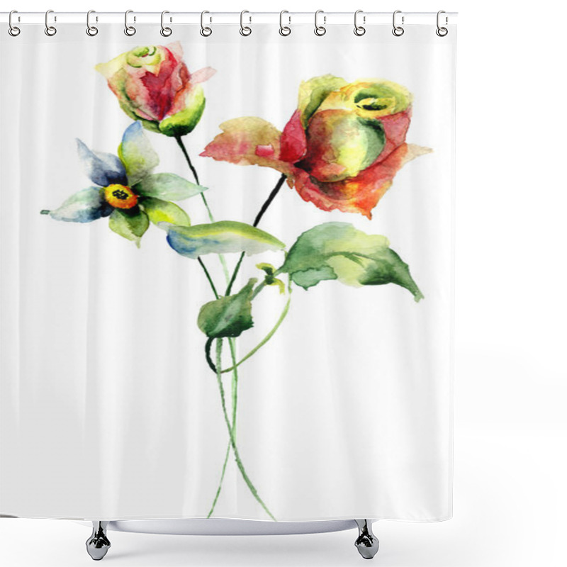 Personality  Stylized Spring Flowers Shower Curtains