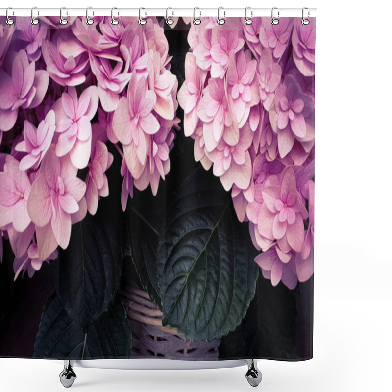 Personality  Pink Hydrangea Flower Floral Background Shower Curtains