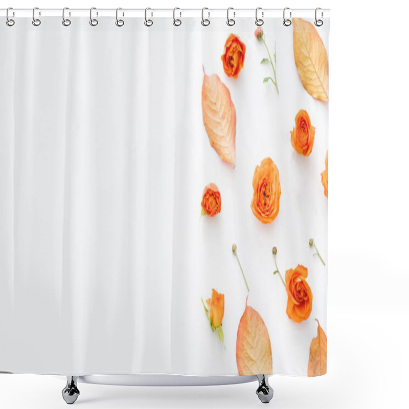 Personality  Autumn Nature Theme Background Leaves Rose Buds Shower Curtains