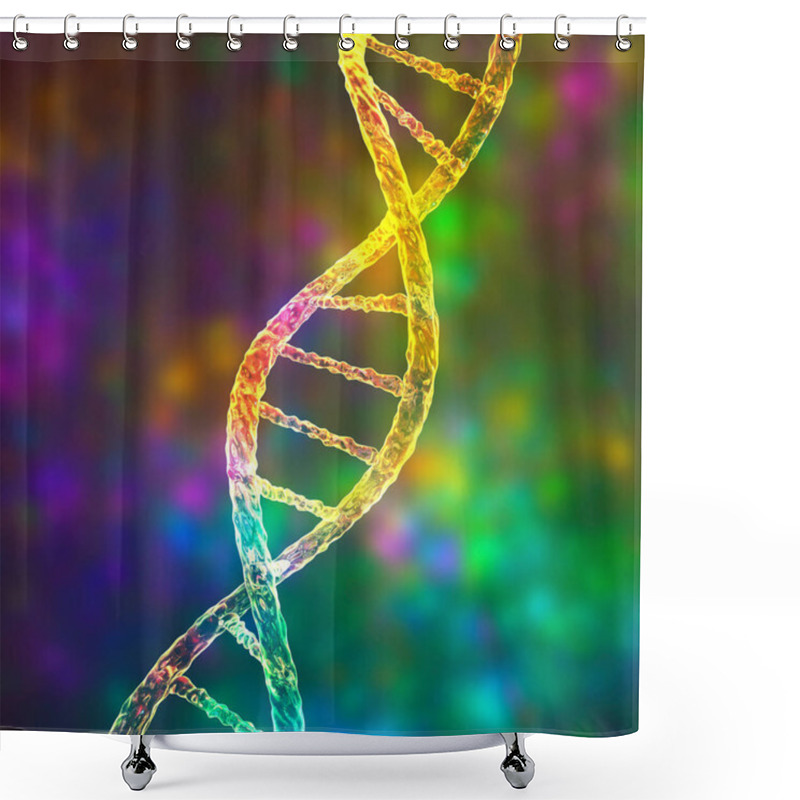 Personality  Molecule Of DNA, Double Helix, 3D Illustration. Gene Therapy, Genetic Mutation And Genetic Disorders Shower Curtains