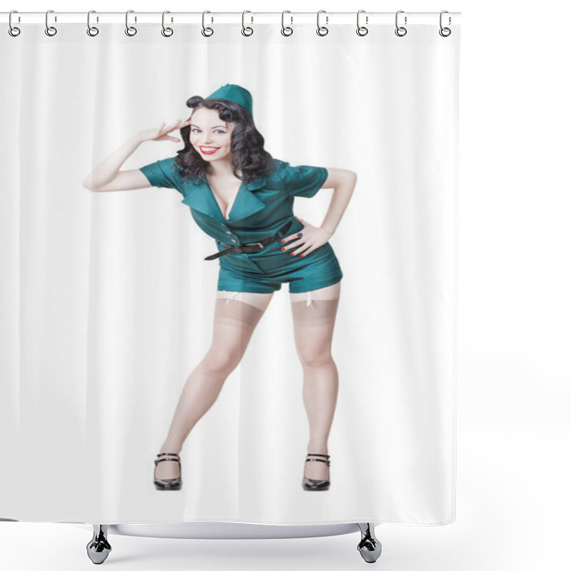 Personality  Military Pin-up Woman Shower Curtains