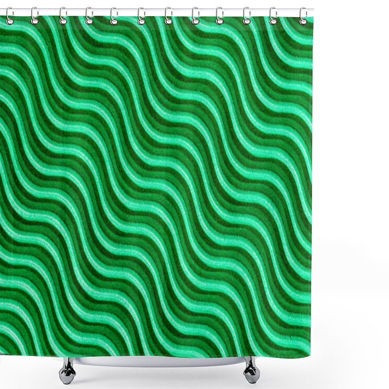 Personality  Wavy Lines With Light And Shadows In Green Corrugated Cardboard. Shower Curtains