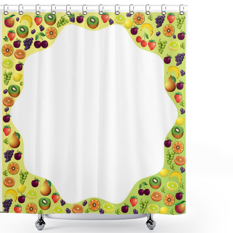 Personality  Fruits Frame Made With Different Fruits, Healthy Food Theme Comp Shower Curtains