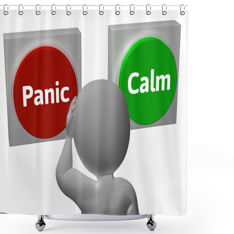 Personality  Panic Calm Buttons Show Worrying Or Tranquility Shower Curtains