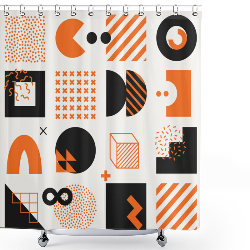 Personality  Vector Minimalistic Seamless Pattern With Bright Bold Geometric Shapes. Hipster Memphis Style. Shower Curtains