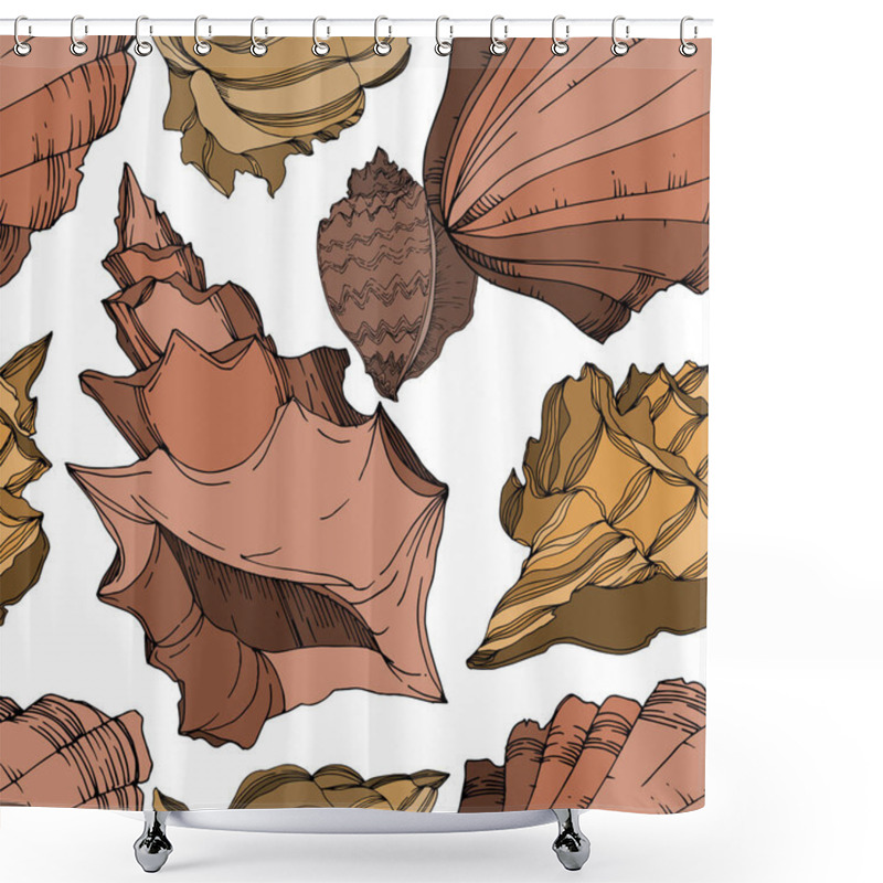 Personality  Vector Summer Beach Seashell Tropical Elements. Black And White  Shower Curtains