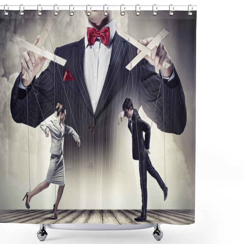 Personality  Businessman Puppeteer Shower Curtains