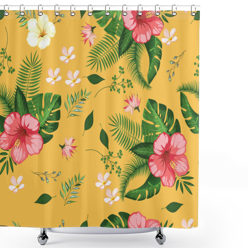 Personality  Beautiful Tropical Flower Pattern Shower Curtains