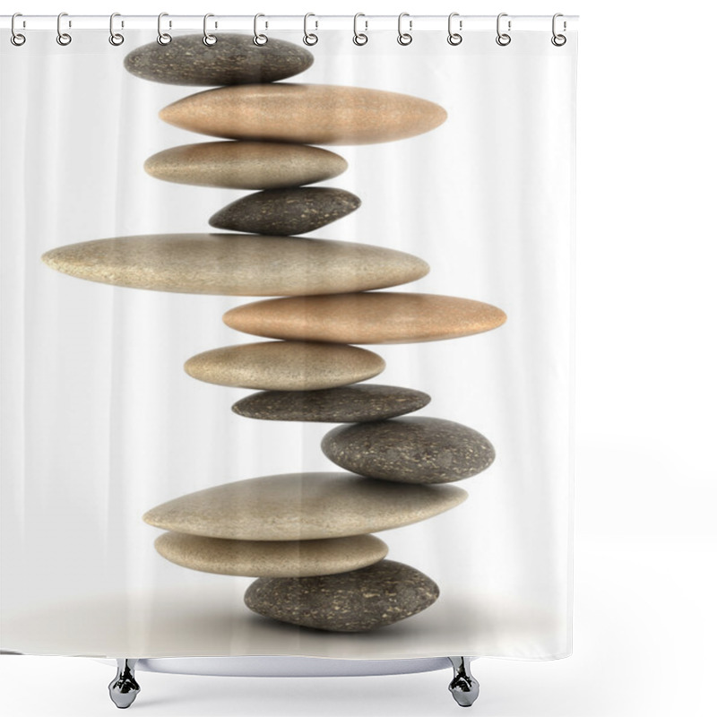 Personality  Stability And Zen Balanced Stone Tower Shower Curtains