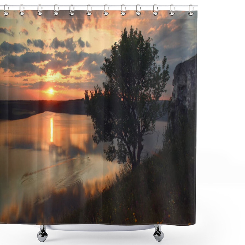 Personality  Scenic Panorama View From The Hill To The Reservoir On The Dnies Shower Curtains