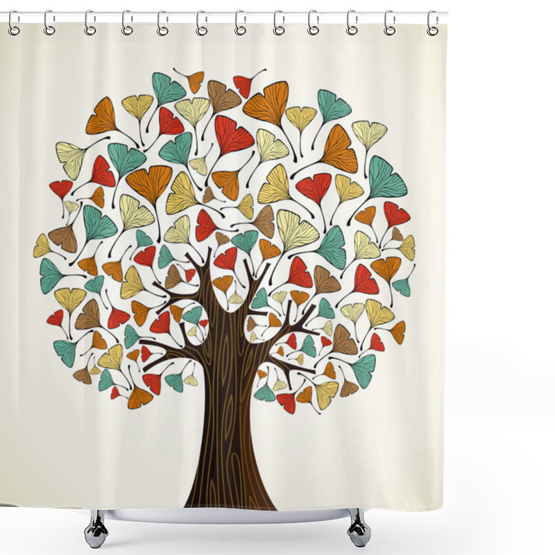 Personality  Abstract Ginkgo Autumn Tree Shower Curtains