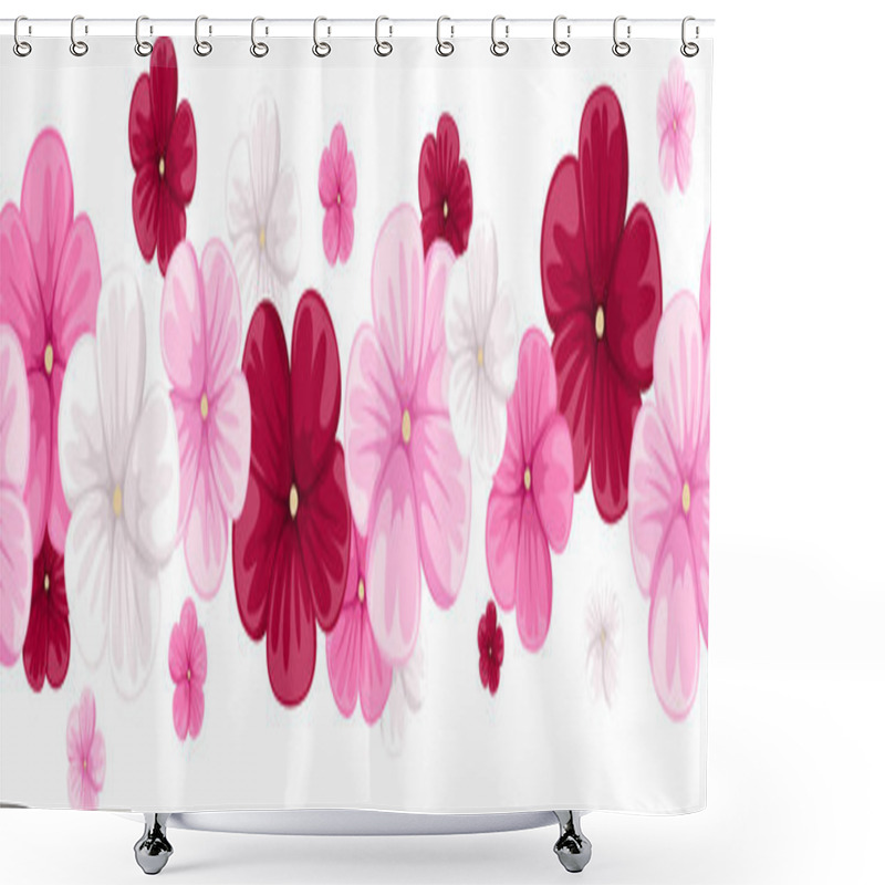 Personality  Horizontal Seamless Background With Mallow Flowers. Vector Illustration. Shower Curtains